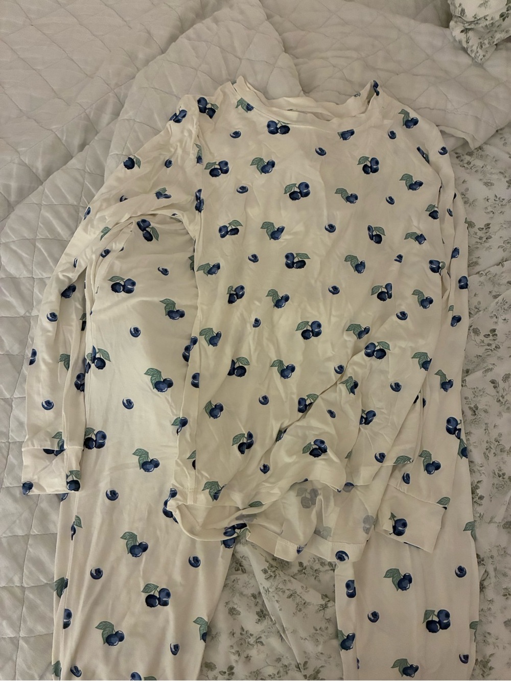 Kyte baby women’s Cream Pajama Set with Blueberry Print